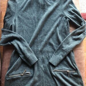 Michael Kors Dark grey turtleneck Sweater with Zip Pockets tunic length